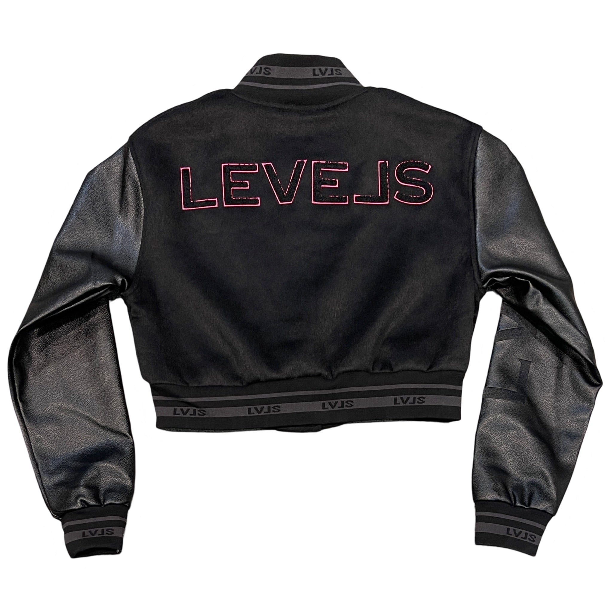 Levels L.L.C. Apparel & Accessories LEVELS ALUMNI CROPPED VARSITY JACKET | PINK